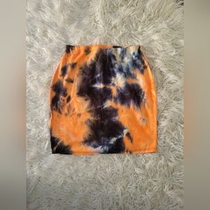Small Orange and Black Tie Dye Skirt